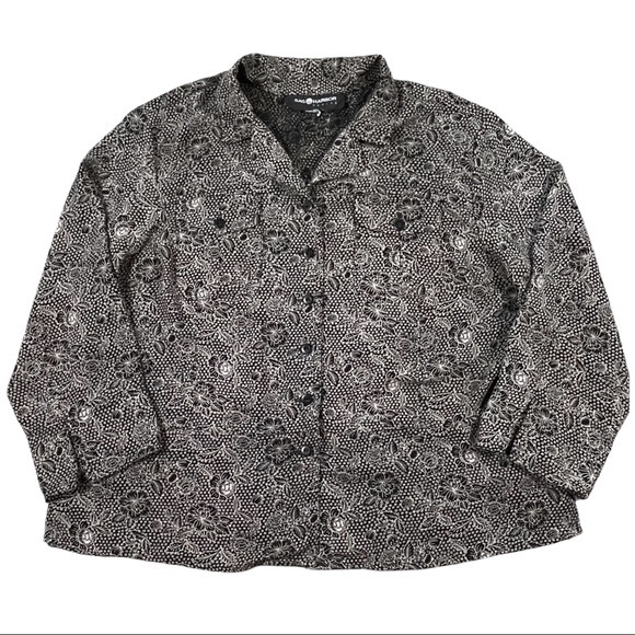 Sag Harbor Petite size small vintage black & white floral button down shirt EUC - Picture 1 of 13